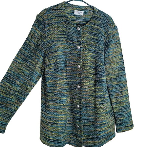 Alfred Dunner Jacket Coat Button Front Shoulder Pad Green Women Plus 18W - Picture 4 of 11